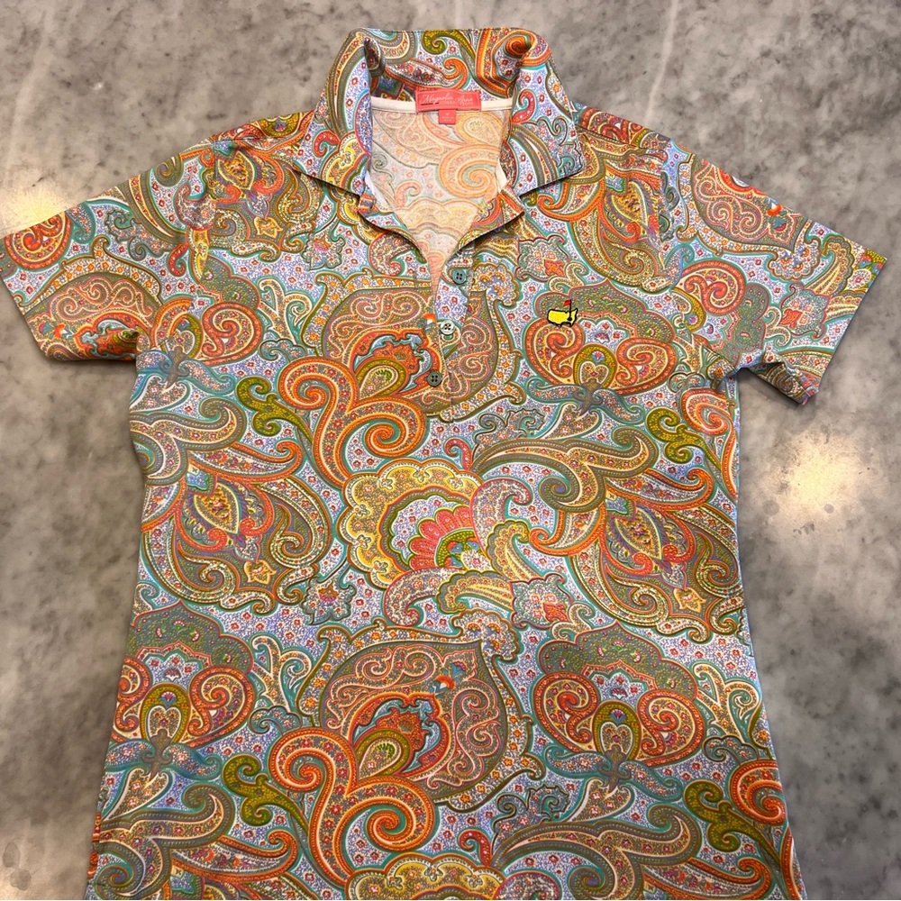 Magnolia Collection size Medium Paisley Print Polo Shirt